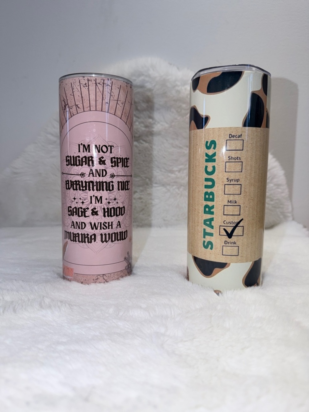 Starbucks Cream Cow Print + Pink Sugar & Spice Tumbler Duo 💝 Appear New!